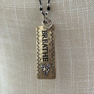 Adjustable Leather Necklace with Pendant - BREATHE